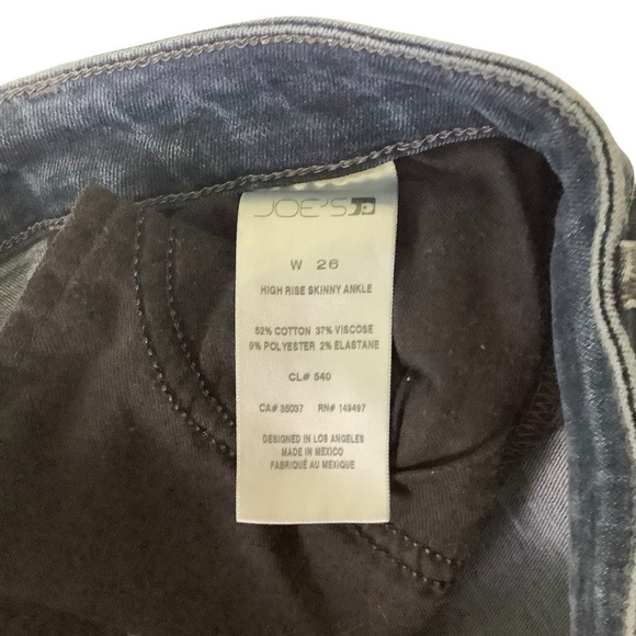 Joes Jeans Sz 26 High Rise Skinny Ankle Blue Raw Distressed Hem - Picture 3 of 8